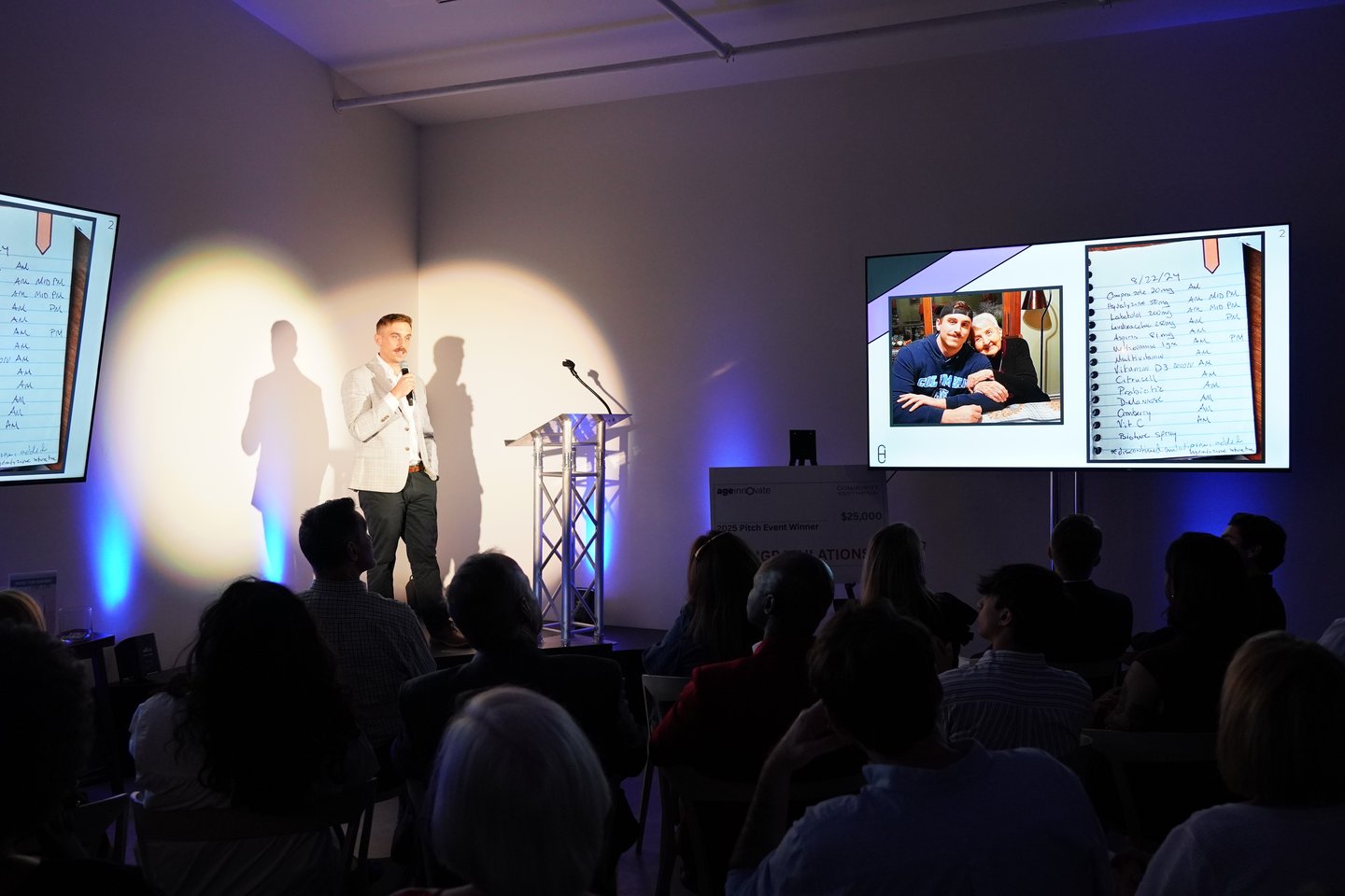 Founders, investors, and community members at the 2025 AgeInnovate Nashville pitch event